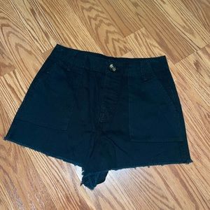 Black denim shorts